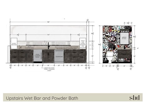Wet Bar and Powder bath colored elevations